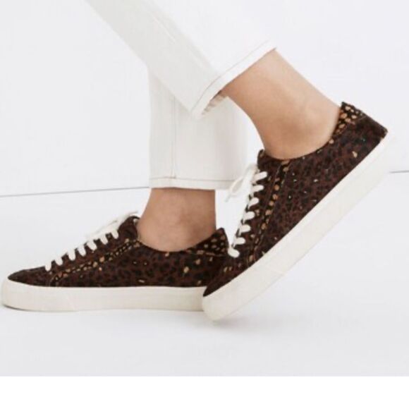Madewell Sidewalk Low-Top Sneakers in Painted Leopard Colorblock Calf Hair 8 - Picture 2 of 11